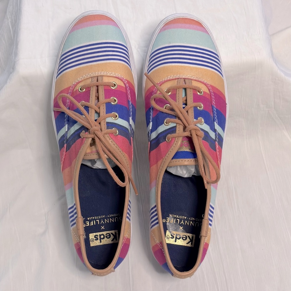 Keds X Sunny Life Striped Canvas Sneakers Multicolor Size 7 Platform Sole - Picture 3 of 12